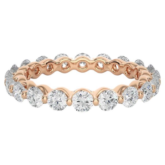 Moissanite Gemstone Band Ring in Rose Gold Plated Sterling Silver for Women
