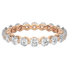Bague jonc en argent sterling plaqué or rose avec moissanite pour femmes