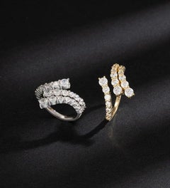 Moissanite Geometric Twisted Open Ring 925 Sterling Silver Ring Gift For Women .