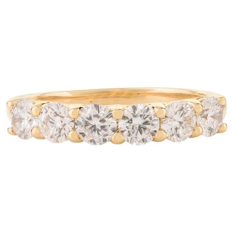 Moissanit-Halber Eternity-Ring aus 18 Karat Gelbgold für Mom Jewelry Gift