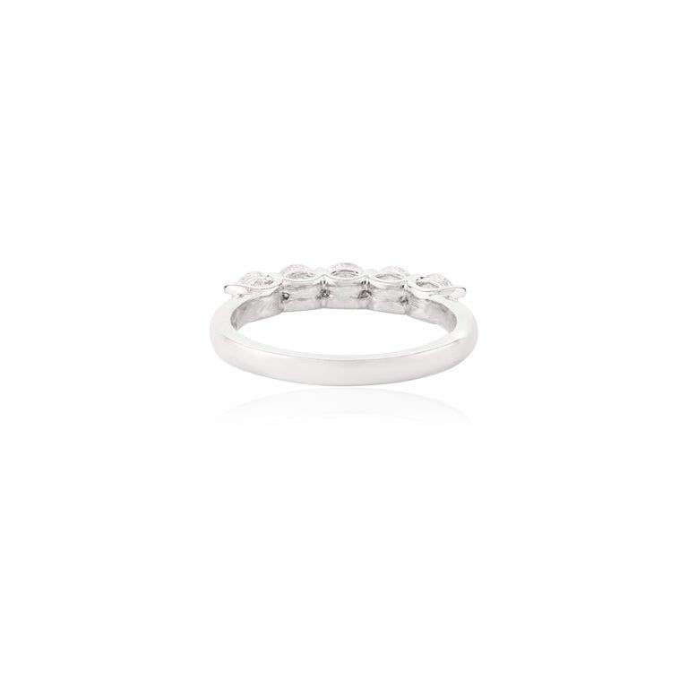 For Sale:  Moissanite Half Eternity Band Ring Set in 18k Solid White Gold Ring for Gift 5
