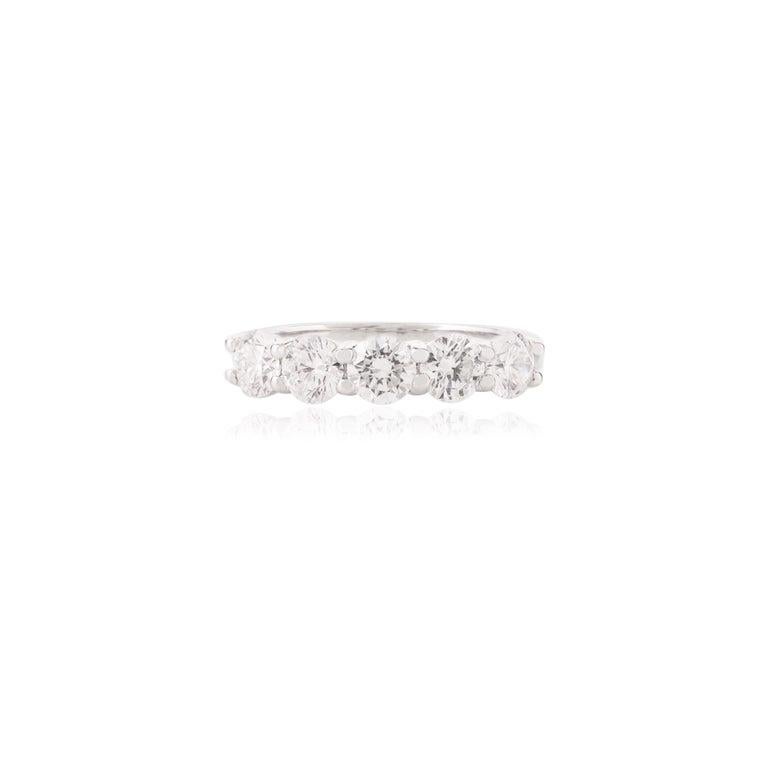 For Sale:  Moissanite Half Eternity Band Ring Set in 18k Solid White Gold Ring for Gift 7