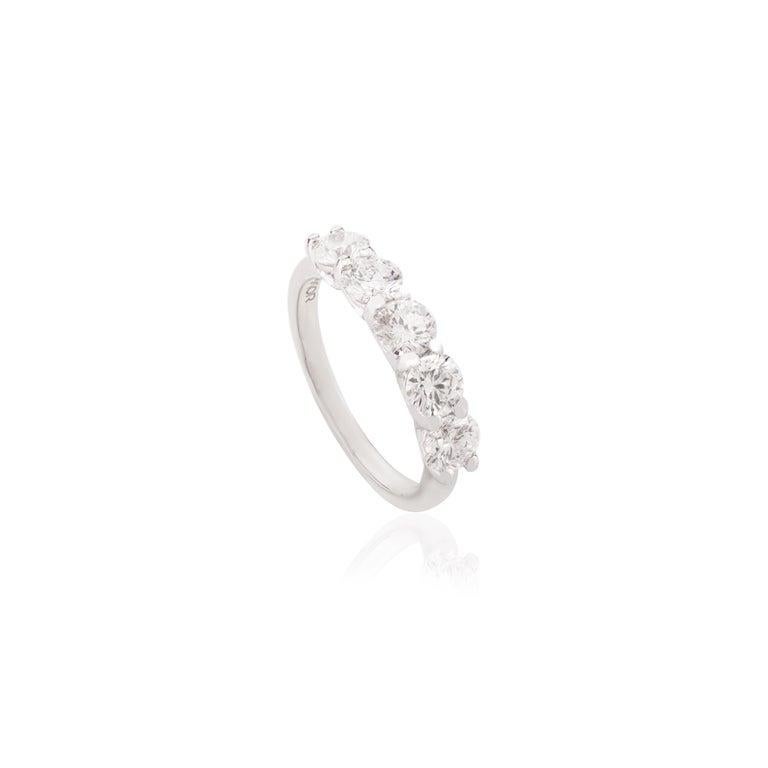 For Sale:  Moissanite Half Eternity Band Ring Set in 18k Solid White Gold Ring for Gift 8