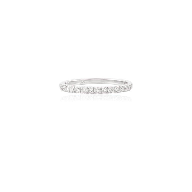 For Sale:  Moissanite Half Eternity Round Band Ring for Mom Gift in 14k Solid White Gold 6