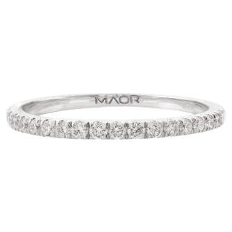 Moissanite Half Eternity Round Band Ring for Mom Gift in 14k Solid White Gold