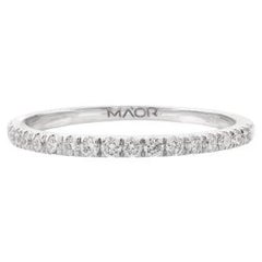 Moissanite Half Eternity Round Band Ring for Mom Gift in 14k Solid White Gold