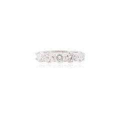 Moissanite Half Eternity Stackable Band Ring for Mom in 14k Solid White Gold