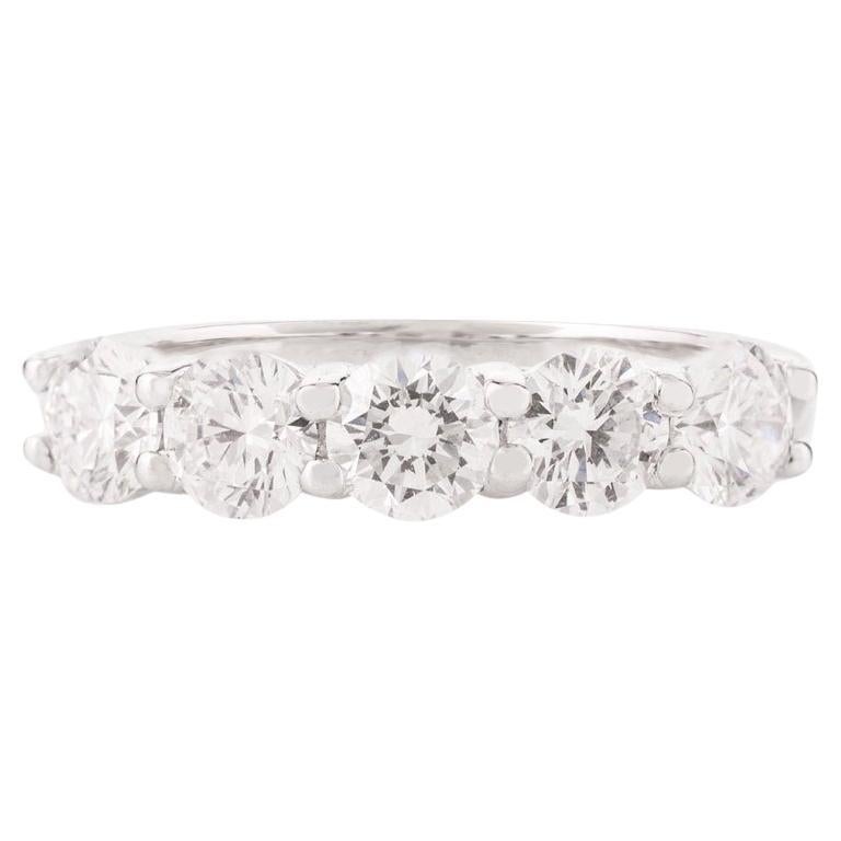 Moissanite Half Eternity Stackable Band Ring for Mom in 14k Solid White Gold