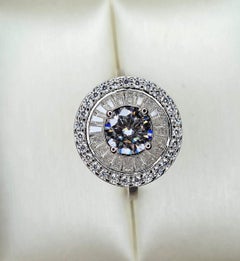 Moissanite Halo Cocktail Ring 925 Silver Women's Engagement Ring.