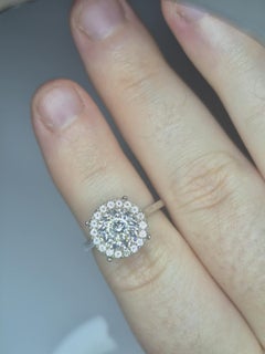 Moissanite Halo Ring 925 Sterling Silver Everyday Wear Ring.