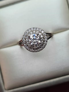 Moissanite Halo Ring 925 Sterling Silver Women Fashion Ring.