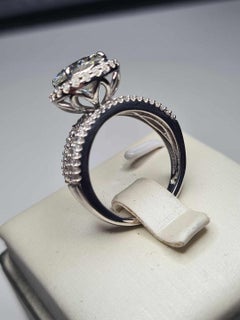 Moissanite Halo Solitaire Ring For Engagement 925 Sterling Silver Ring Band.