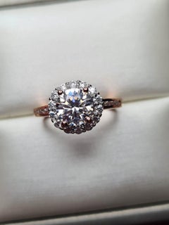 Moissanite Halo Solitaire Women Engagement Ring 925 Sterling Silver.
