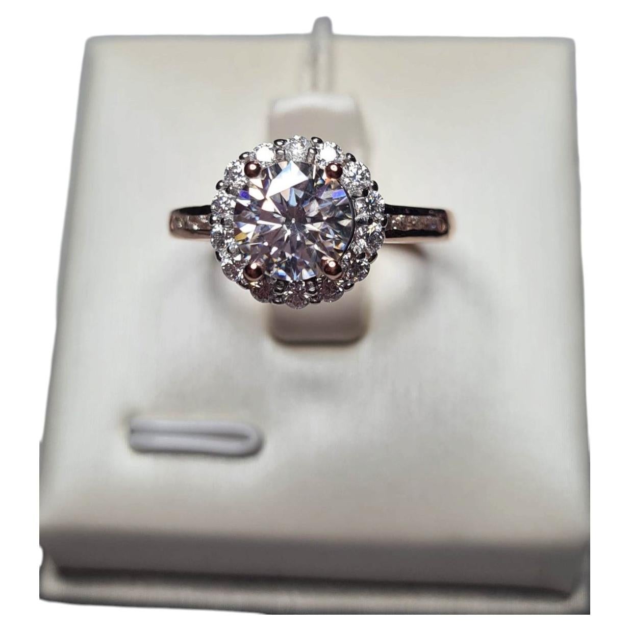 Moissanite Halo Solitaire Women Engagement Ring 925 Sterling Silver.