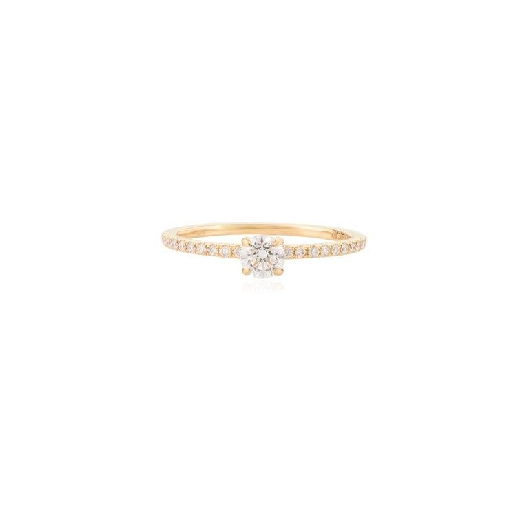 For Sale:  Moissanite Handmade Solid Engagement Ring in 18k Yellow Gold Jewelry for Mom 5