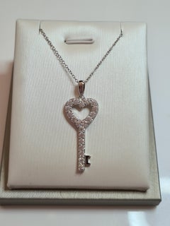 Moissanite Heart Key Pendant 925 Sterling Silver Everyday Pendant.
