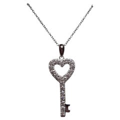 Moissanite Heart Key Pendant 925 Sterling Silver Everyday Pendant.