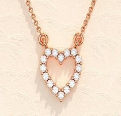 Moissanite Heart Necklace 14k Yellow Gold Anniversary Gift For Women.