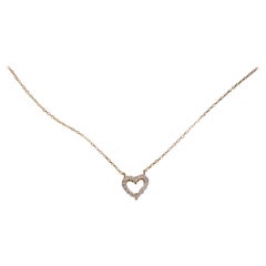 Moissanite Heart Necklace 14k Yellow Gold Anniversary Gift For Women.