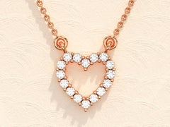 Moissanite Heart Necklace 925 Sterling Silver Anniversary Gift For Women.