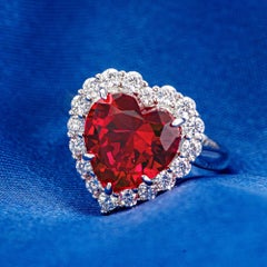Moissanite Heart  Ruby Sterling Silver With Pink  Sapphire Option