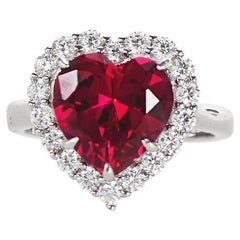 Moissanite Heart  Ruby Sterling Silver With Pink  Sapphire Option 