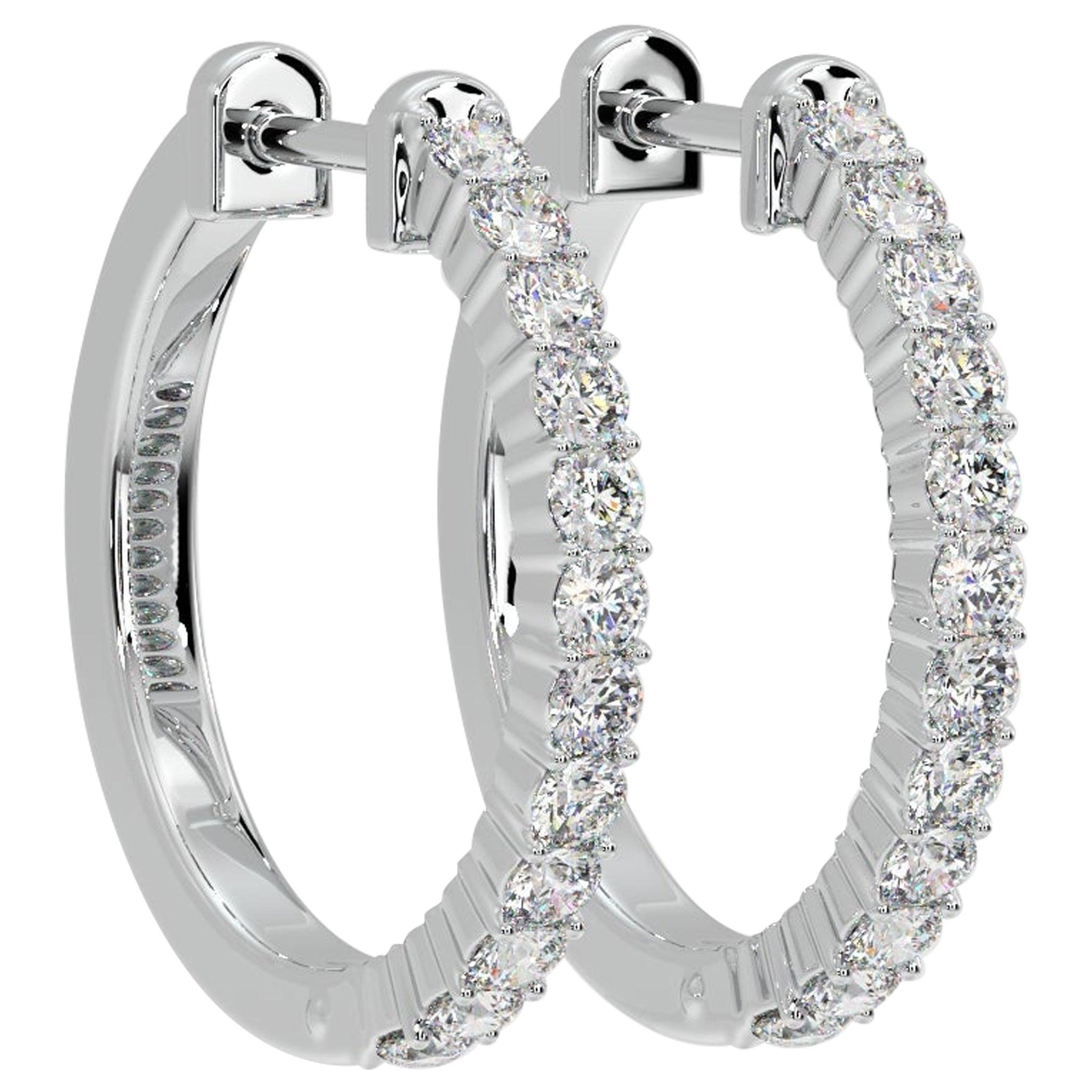 Moissanite Hoop Earrings 925 Sterling Silver Delicate Wedding Gift For Women.
