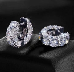 Moissanite Huggie Earrings 925 Sterling Siver Clip On Earrings Beautiful Gift.