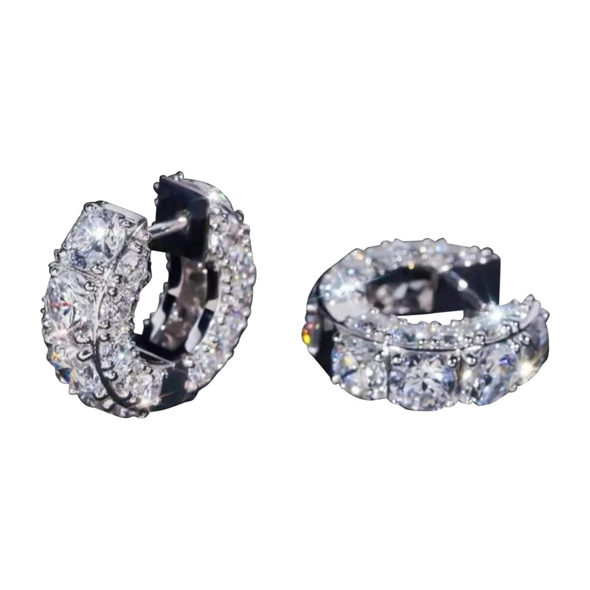 Moissanite Huggie Earrings 925 Sterling Siver Clip On Earrings Beautiful Gift.