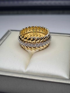 Moissanite Leaf Wrap Ring Band 925 Silver Eternity Ring.