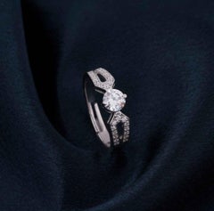 Moissanite Loop Ring 925 Sterling Silver Elegant Ring Anniversary Gift For Her.