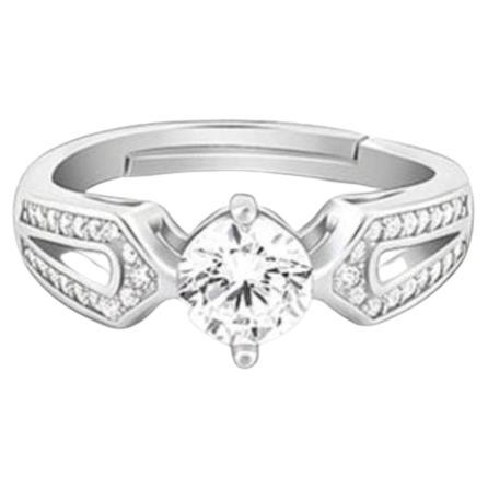 Moissanite Loop Ring 925 Sterling Silver Elegant Ring Anniversary Gift For Her.