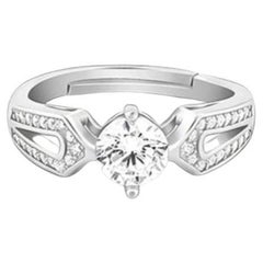 Moissanite Loop Ring 925 Sterling Silver Elegant Ring Anniversary Gift For Her.