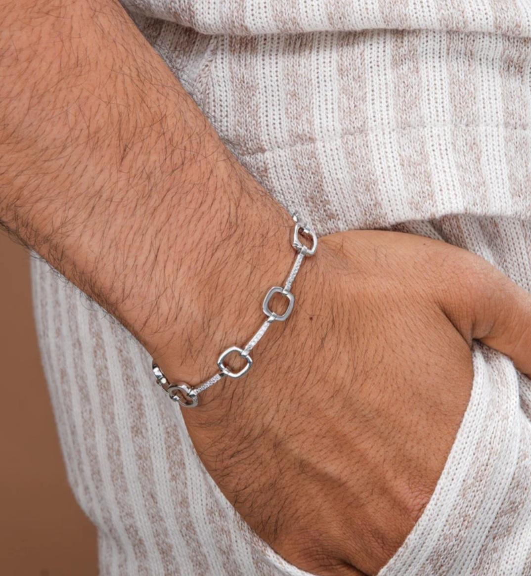 Round Cut Moissanite man's  bracelets 925 Silver Man bracelets For Sale