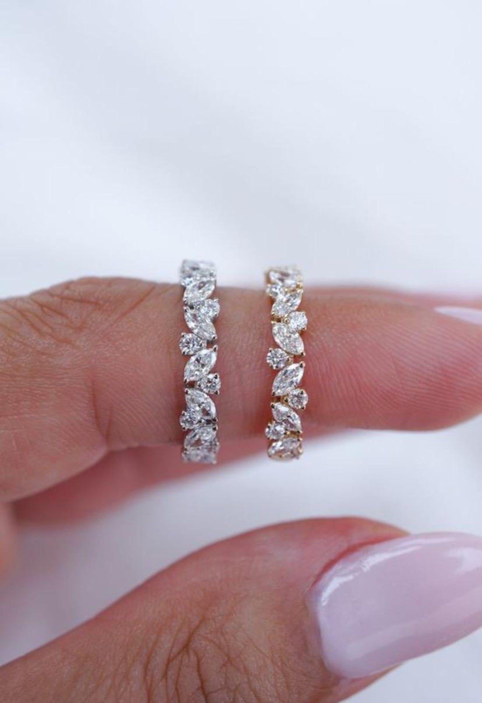 Eternity-Ring 925 aus Sterlingsilber mit Moissanit, Marquise und rundem Moissanit, einzigartiger Ring. 1