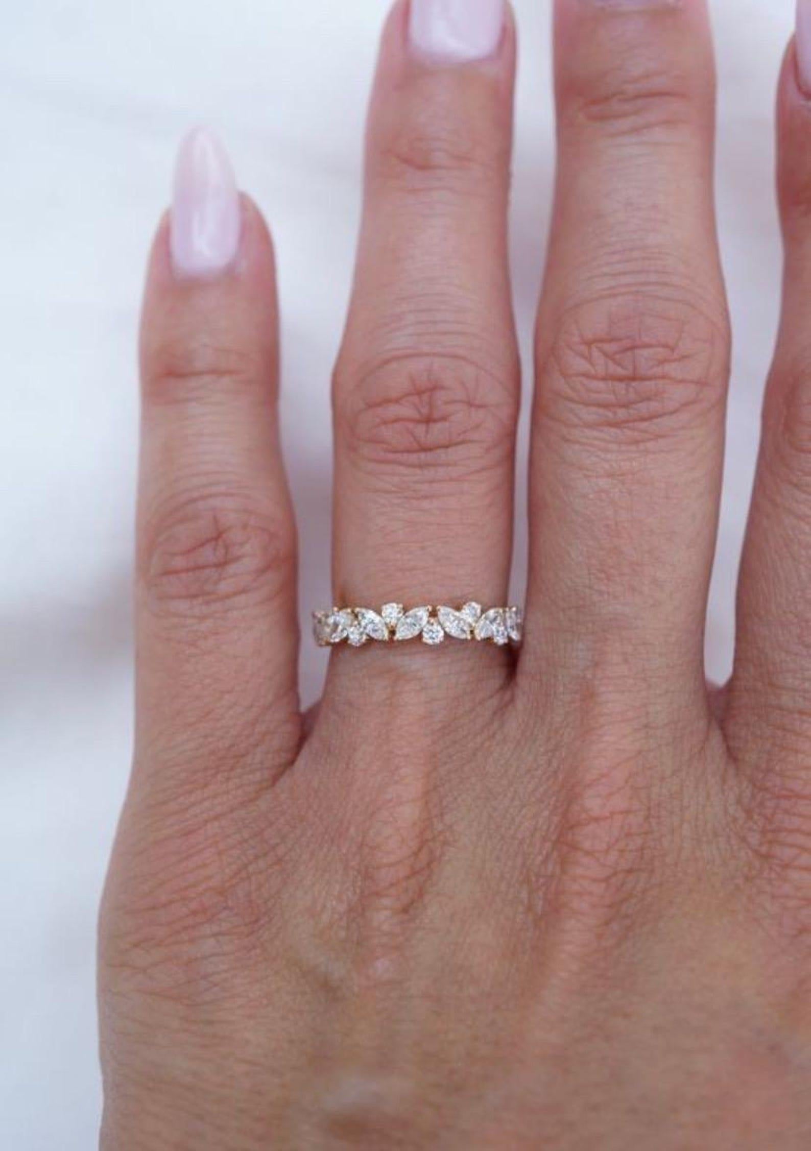 Eternity-Ring 925 aus Sterlingsilber mit Moissanit, Marquise und rundem Moissanit, einzigartiger Ring. 2