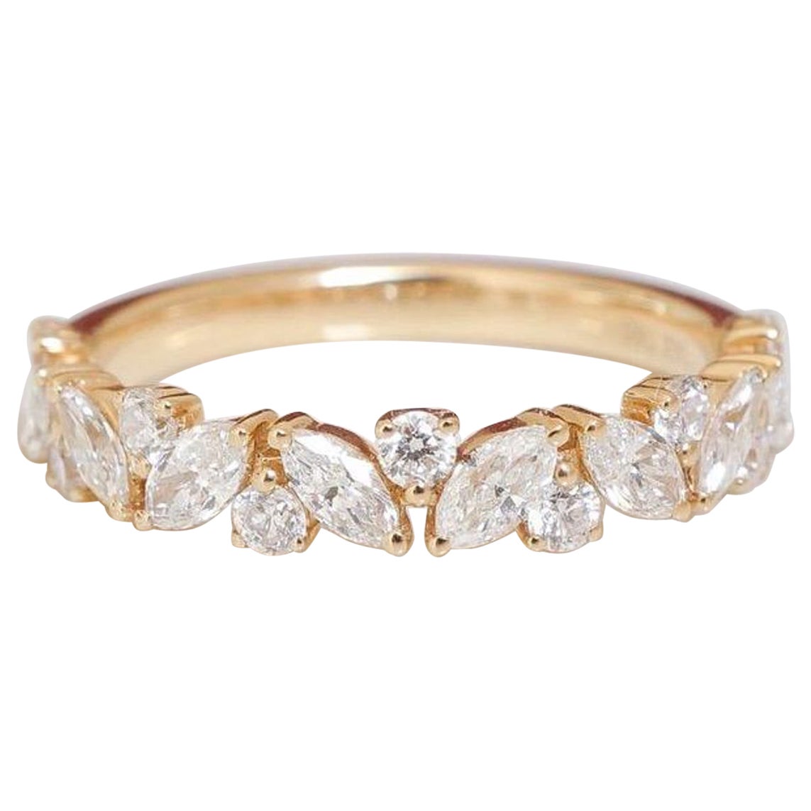 Eternity-Ring 925 aus Sterlingsilber mit Moissanit, Marquise und rundem Moissanit, einzigartiger Ring.