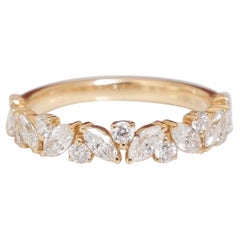 Moissanite Marquise and Round Eternity Ring 925 Sterling Silver Unique Ring.