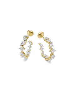 Moissanite multishape hoops earrings in 14k gold