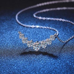 Moissanite Necklace 925 Sterling Silver Unique Anniversary Gift For Women .
