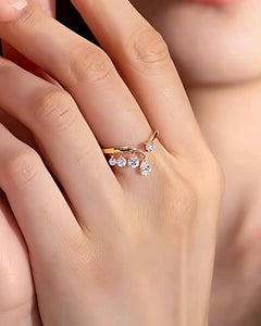 Moissanite Open Band Ring 925 Sterling Silver Pear Shaped Beautiful Ring For Her