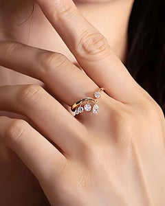 Moissanite Open Band Ring 925 Sterling Silver Pear Shaped Beautiful Ring For Her