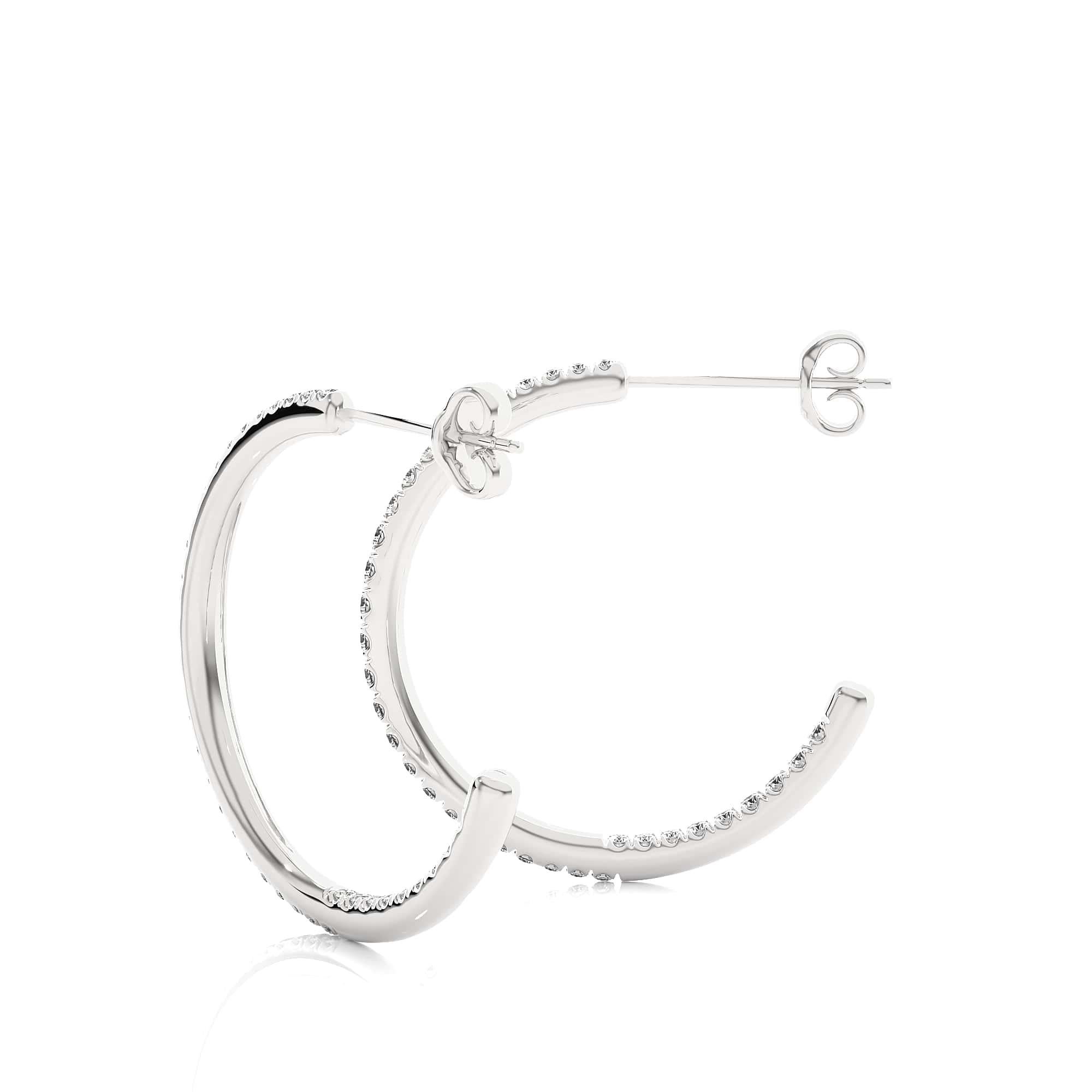 Modern Moissanite Open Hoop Engagement Earrings Crafted in 925 Sterling Silver For Sale