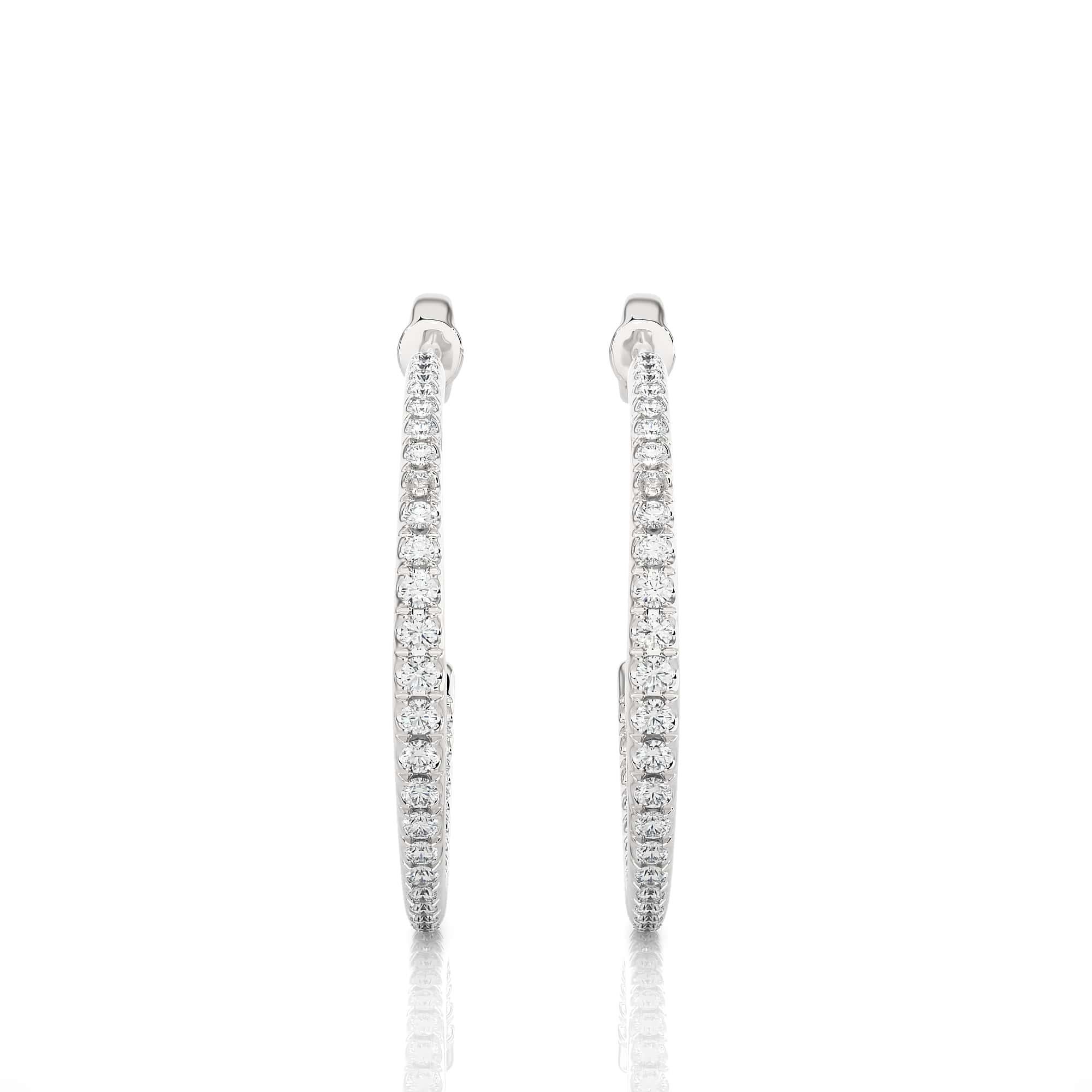 Round Cut Moissanite Open Hoop Engagement Earrings Crafted in 925 Sterling Silver For Sale