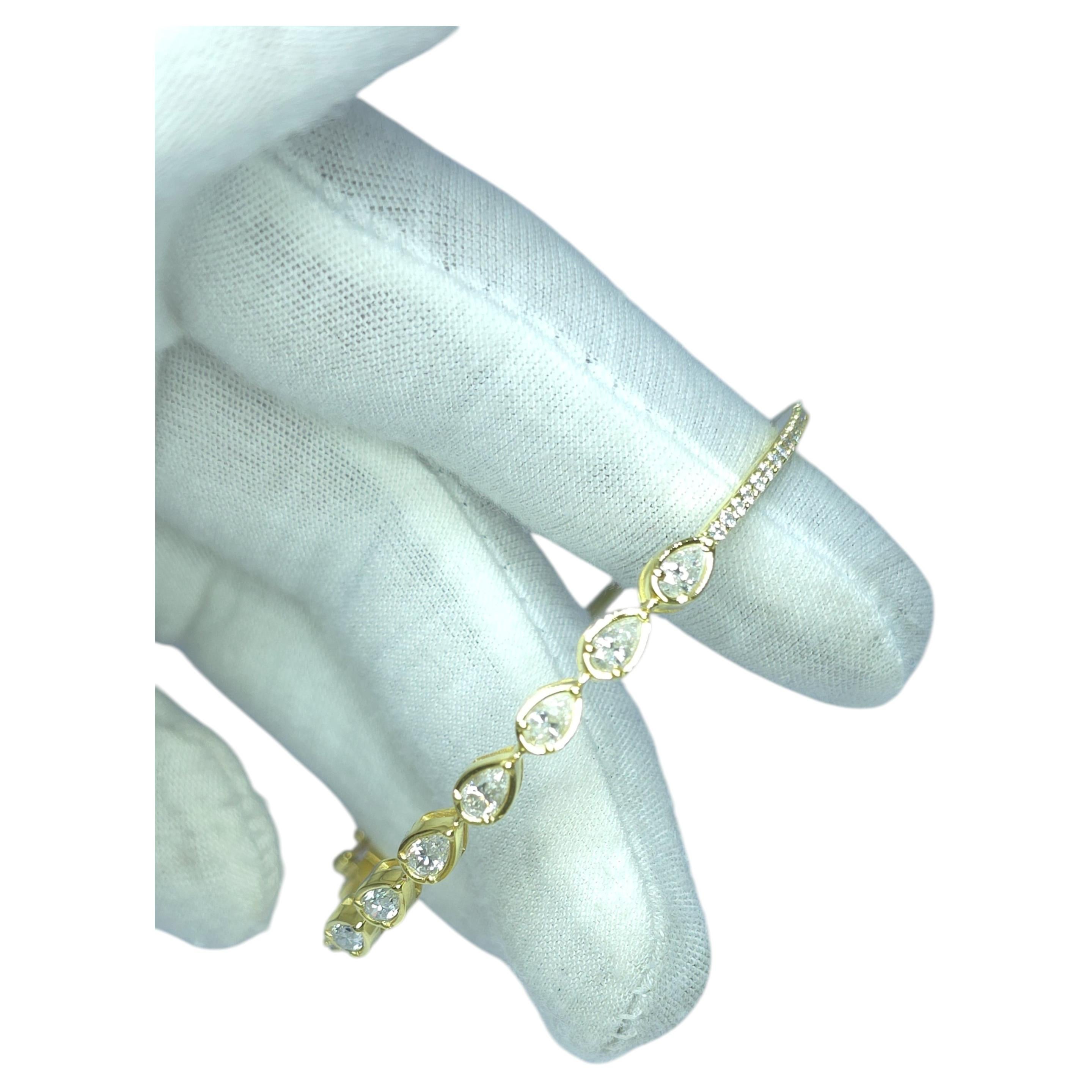 Moissanite Pear Shaped Bracelet For Women 925 Sterling Silver Bangle Bracelet.