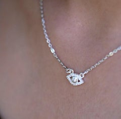Moissanit-Anhänger 925 Sterling Silber Augenförmiger Anhänger Minimalistische Halskette.