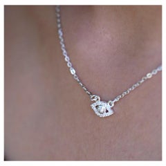 Ciondolo di moissanite in argento 925 a forma di occhio Collana minimalista.