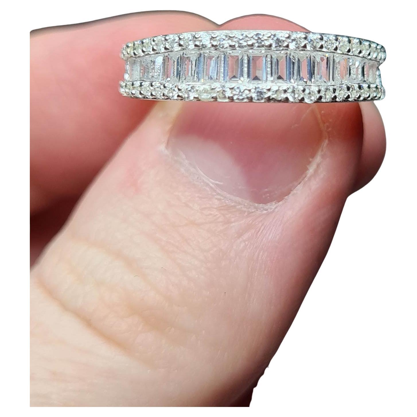 Moissanite Ring Band 925 Sterling Silver Baguette Ring Band.