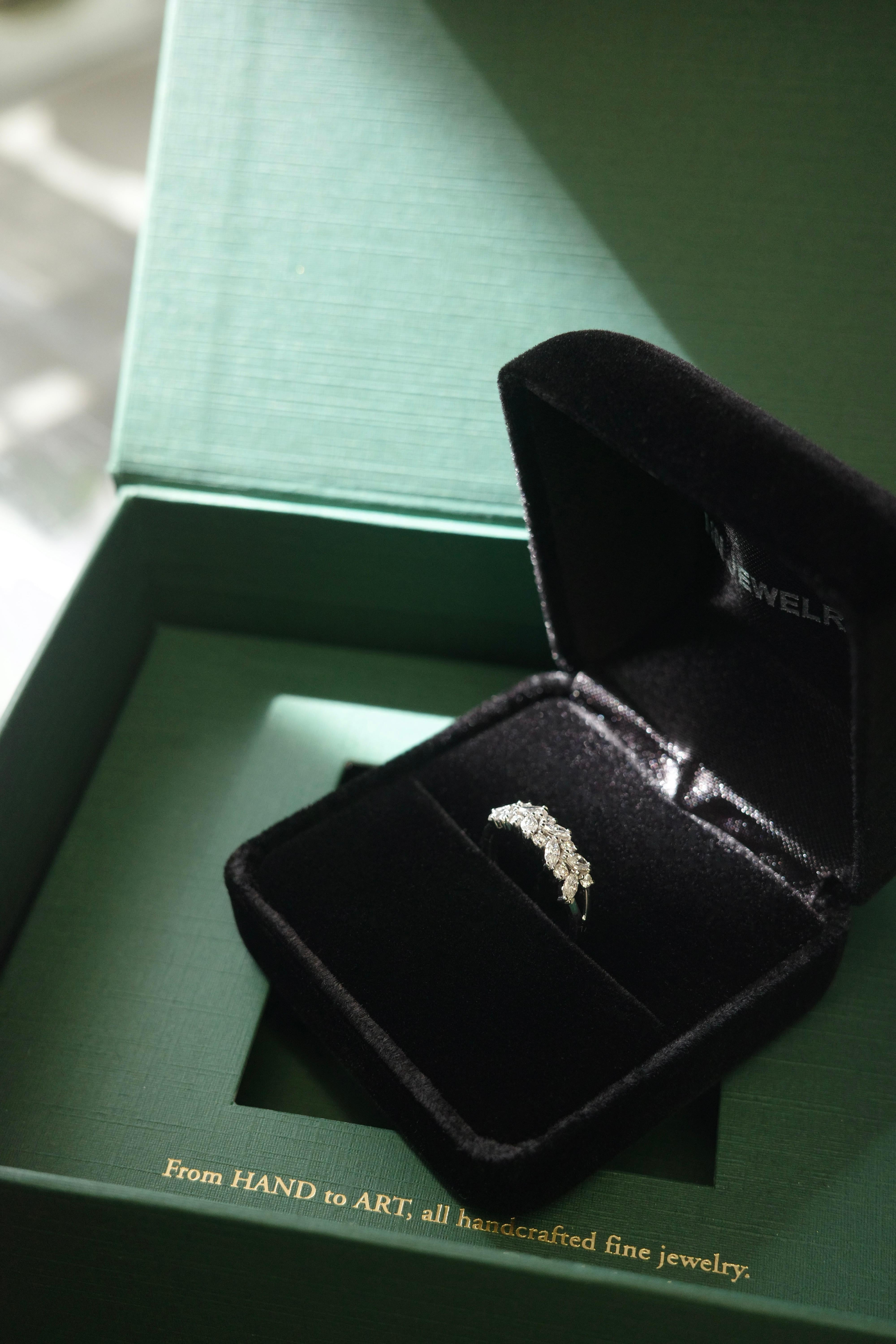 Modern Moissanite Ring in 18K White Gold For Sale