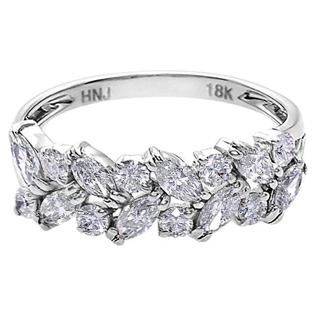 Moissanite Ring in 18K White Gold For Sale